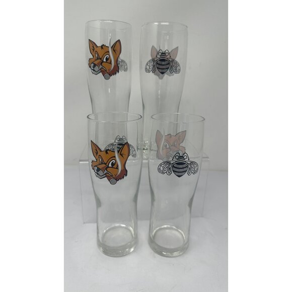 Vintage Petron Tequila Fox Cigar Glasses Set Of 4 - 7" Clear Glass Barware - Picture 2 of 6